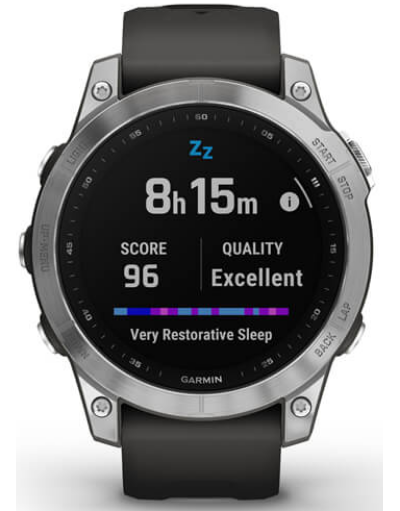 Умные часы Garmin Fenix 7 серебристый с графитовым силиконовым ремешком