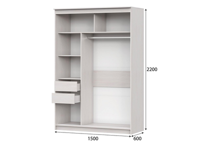 Шкаф-купе №19 (1,5 м) Инфинити Ясень анкор светлый