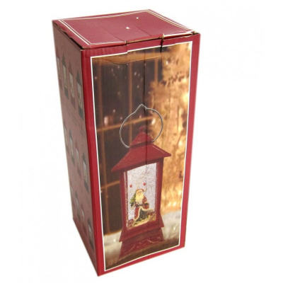 Музыкальный Новогодний LED фонарь с поддувкой снега и USB кабелем, 27*10*11 см "Дед Мороз с елкой"