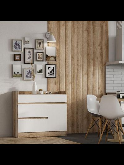 Брауни Комод  Дуб Делано/Белый