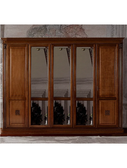 ШКАФ 5-ТИ ДВЕРНЫЙ С ЗЕРКАЛАМИ (L310*P65*H240) ART.44576/C SAONCELLA ОРЕХ