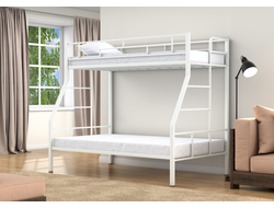 Двухъярусная кровать Раута Твист белая фото, двухъярусная кровать фото, металлическая кровать фото,