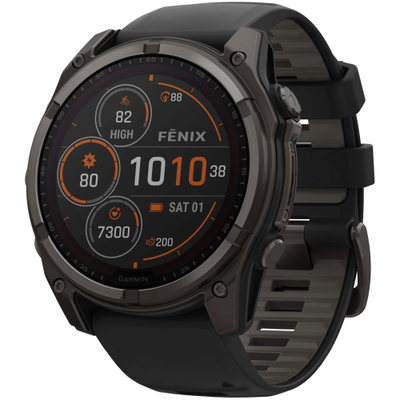 Часы Garmin Fenix 8 —51mm Solar Sapphire Carbon Gray DLC Titanium Black / Pebble Gray