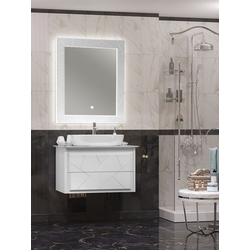 Мебель для ванной Opadiris Луиджи 90 белый матовый, со столешницей и накладной раковиной "ONE"