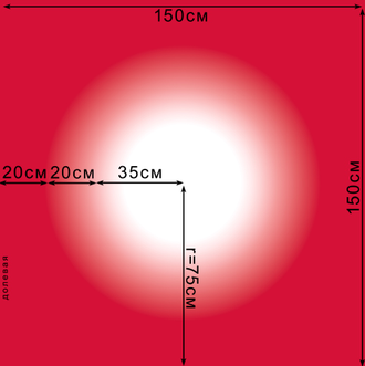 Перлшифон градиент, цв. Белый + Красный (R=75см)