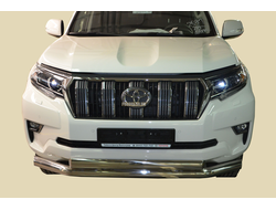 Защита переднего бампера двойная d76/75*42 овал для Toyota Land Cruiser Prado 150 (2017-...)