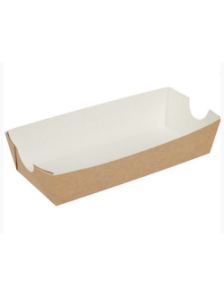 Лоток для хот-дога/картофеля (крафт/белый), 165*70*40мм