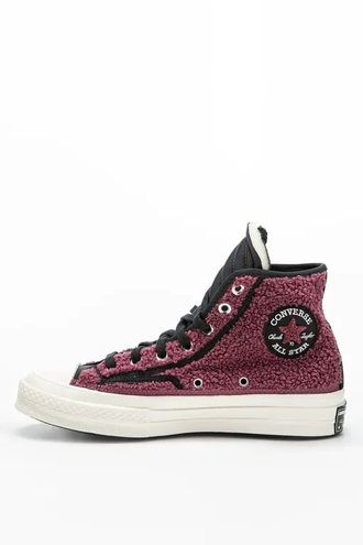 Зимние кеды Converse Chuck 70 Sherpa бордовые