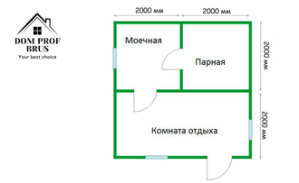 Баня из профилированного бруса 16м2 4х4