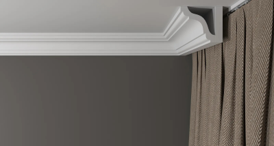 Потолочный плинтус DECOR-DIZAYN DD44, из дюрополимера, под покраску, ударопрочный, 2 метра