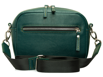Зеленая кожаная сумка Cube Green с двумя ремнями (кожаным и тканевым).ПОСЛЕДНЯЯ В НАЛИЧИИ