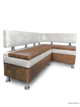 Кухонный угловой диван "Форум-4", Коричневый/Слоновая кость Правый