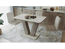 Стол раздвижной Чинзано Тип 1 Дуб сонома трюфель/стекло бежевое матовое