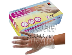 Перчатки ВИНИЛ  (100шт/ 50пар) прозрачные