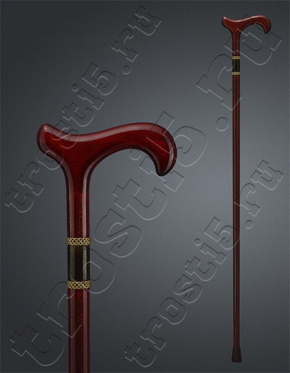 красная женская трость с деревянной ручкой