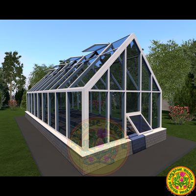 Зимняя теплица ДОНАЛЬД III в классическом английском стиле с двускатной крышей размером 10000 х 4000 мм