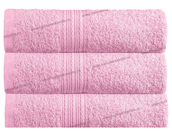 Розовое полотенце оптом махровое пр-во Байрамали (бордюр «косичка»)