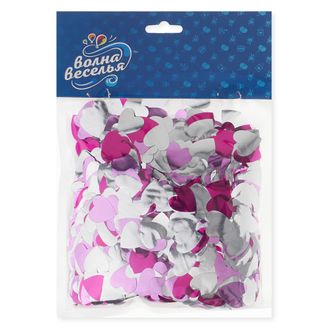 Конфетти фольга Сердце, Розовый микс, Металлик, 1,5 см, 50 г
