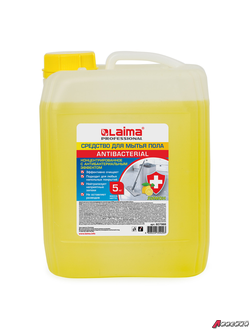 Средство для мытья пола и стен 5 кг LAIMA PROFESSIONAL концентрированное, «Антибактериальный эффект. Лимон». 607966