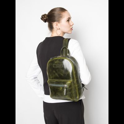 Женский кожаный рюкзак Anzolla dark green (арт. 
3040-11)