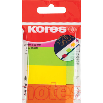 Клейкие закладки Kores бумажные 4 цвета по 50 листов 20х50 мм
