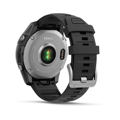 Умные часы Garmin Fenix E - 47 мм, AMOLED серебристый стальной безель, черный силиконовый ремешок (010-03025-00)