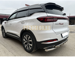 Защита заднего бампера двойная с перемычками Папа Тюнинг d60/42 для Chery Tiggo 7 Pro Max 2024-