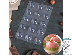 Форма для шоколада и конфет «Полусфера», 22×13 см, 15 ячеек, d=3 см