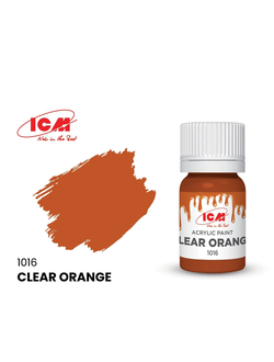 C1016 Краска акриловая, 12 мл, цвет Прозрачный оранжевый(Clear Orange)