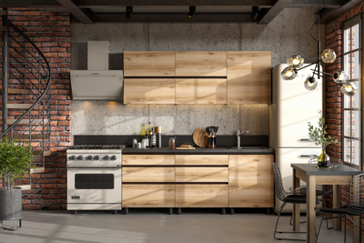 Берген 2,0 м кухонный гарнитур Венге/Дуб делано/Черный мрамор