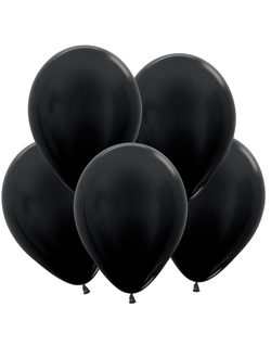 воздушный шар черный глянцевый блестящий с гелием 30 см., с доставкой краснодар