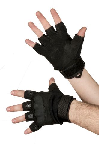 Перчатки со вставкой, без пальцев, черн.