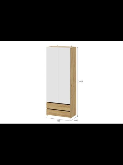 Абрау Шкаф двухстворчатый (с ящиками) Дуб золотой/Белый