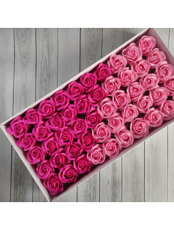 МИКС Розы из мыла 50 шт "Корея" Ярко-малиновый - Розовый