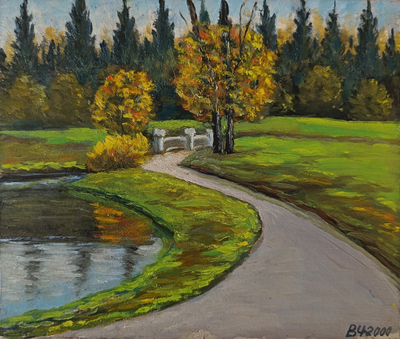 "У Большого пруда" картон масло Чепурко В.А. 2000 год