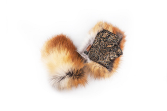 Митенки из меха рыжей лисы, ладонная часть из натуральной кожи или замши