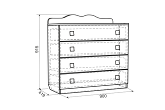 Модульная Амели комод Ширина (мм): 900 Глубина (мм): 419 Высота (мм): 915