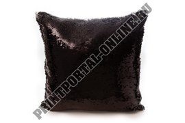 ПОДУШКА ХАМЕЛЕОН ИЗ ПАЙЕТОК ЧЕРНОГО ЦВЕТА С ВАШЕЙ ФОТОГРАФИЕЙ С ДОСТАВКОЙ ПО РОССИ