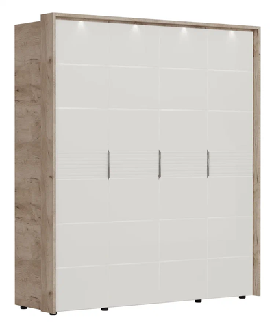 Шкаф Джулия четырёхдверный, крафт серый, белый глянец