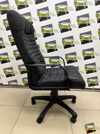 Кресло руководителя Атлант (Кожа иск., DO, №350 (черный), ТГ, PL, ролик ст.)