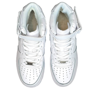 Nike Air Force 1 Mid All White с мехом