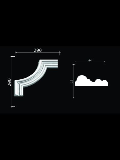 Угловой элемент DECOR-DIZAYN C1-DD400 к молдингу DD400, из дюрополимера, под покраску, 4шт