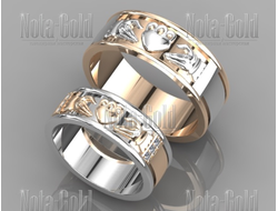 Кладдахские обручальные кольца из золота с бриллиантами на заказ