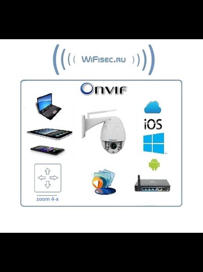 VStarcam C8833WIP-x4 (C8834-x4) уличная поворотная WiFi/LAN видеокамера с DVR. Full  HD (zoom 4-x) до - 25 град.С.