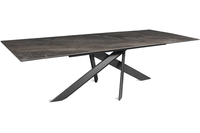 Стол AMADEY антрацит/керамика мрамор Arabescato 180(260)х98