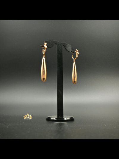 Длинные серьги - капли на кольце с "летящими" кристаллами в золотом оттенке 6см