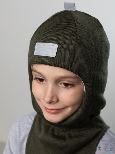 Шапка-шлем 20101-01 с утеплит, х/б подклад, темный хаки 52-54