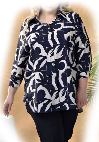 Женская Туника-рубашка арт. 147145-449 (цвет темно-синий) Размеры 58-80
