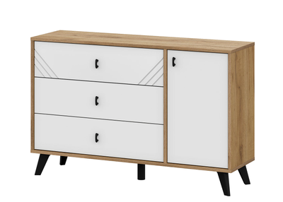 Байкал Комод 3 ящика со створкой Дуб Золотой/Белый матовый