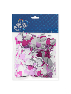 Конфетти фольга Сердце, Розовый микс, Металлик, 1,5 см, 50 г